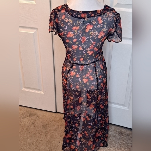 Kim Chee Blue Sheer Midi Dress    Size 4 - Picture 7 of 8